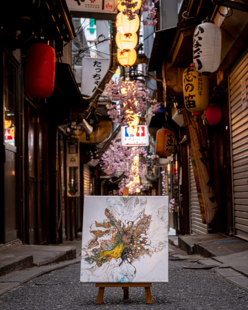 fluid acrylic art by mrs. toolip Japanese street