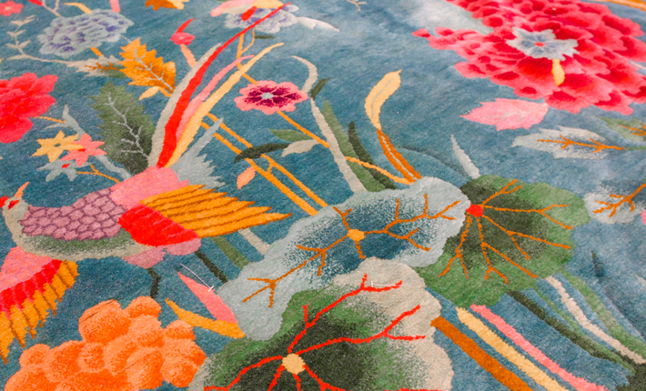 floral rug vintage bright colors los angeles