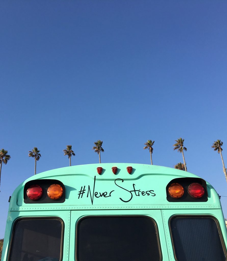 #neverstress teal bus combat stress and get your groove back - photo sharon wright unsplash