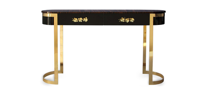 orchidea console by koket gold and black oval hall table