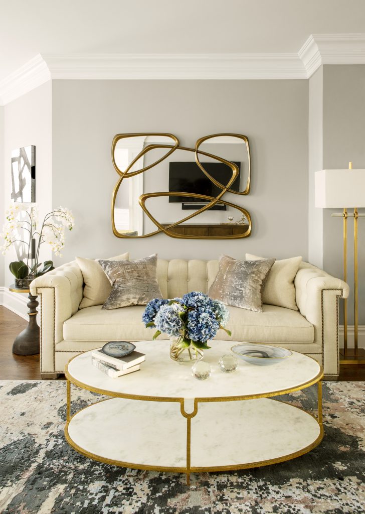 gold and cream luxury glamorous sitting area marlaina teich designs