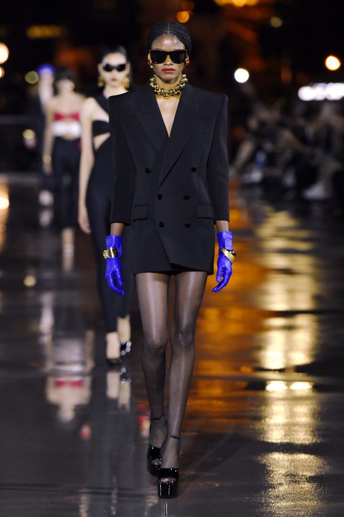 Saint Laurent Runway Paris Fashion Week Womenswear Spring Summer 2022 on September 28, 2021 in Paris, France. (Photo by Victor VIRGILE/Gamma-Rapho via Getty Images)