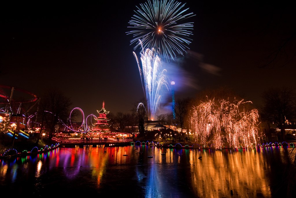 Tivoli Garden fireworks Copenhagen, Denmark (Photo by Stig Nygaard)