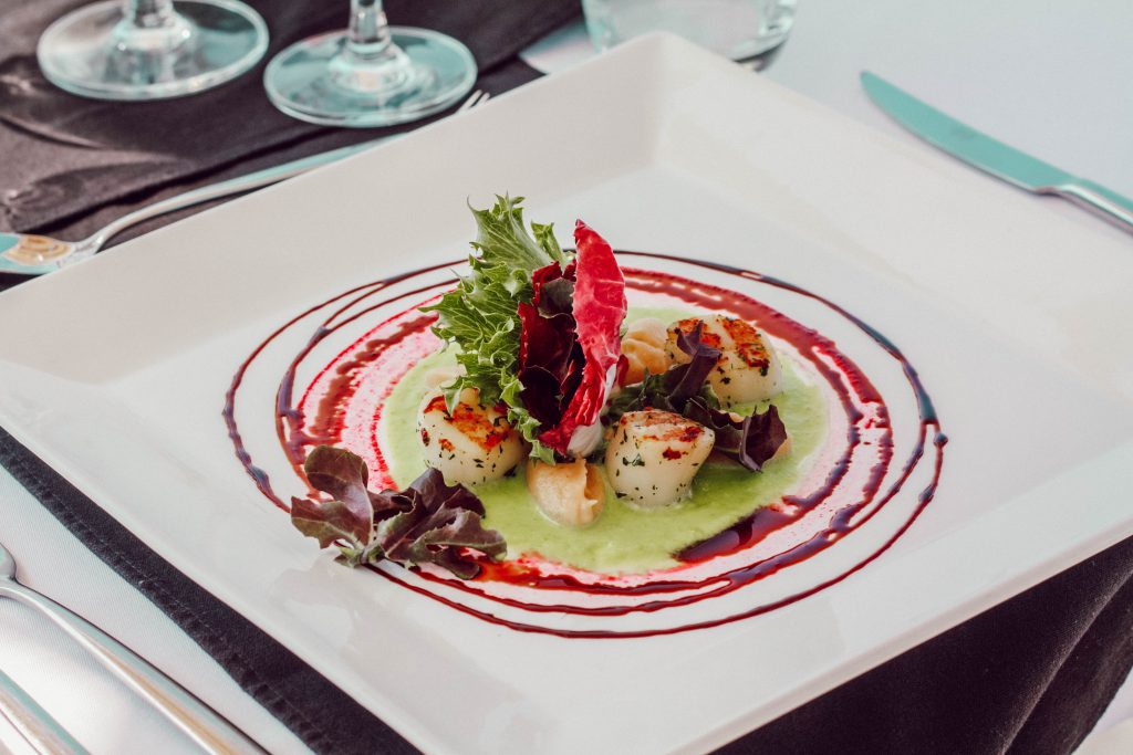 raakani scallops dish fine dining luxury gourmet plate