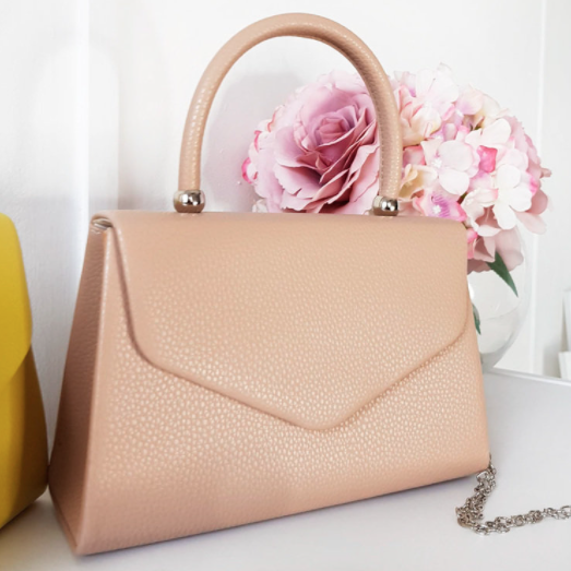 Selena Faux Leather Top Handle Bag in Nude