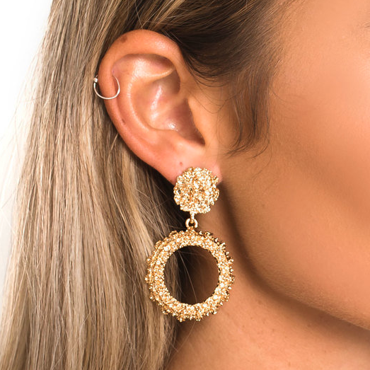 Barbra Statement Vintage Earrings in Gold