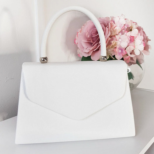 Selena Faux Leather Handbag in White                     