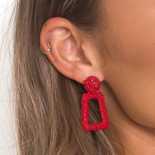 April Statement Mini Drop Earrings in Red             