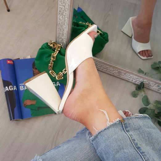 Ellen Slip On Block Heels in White
