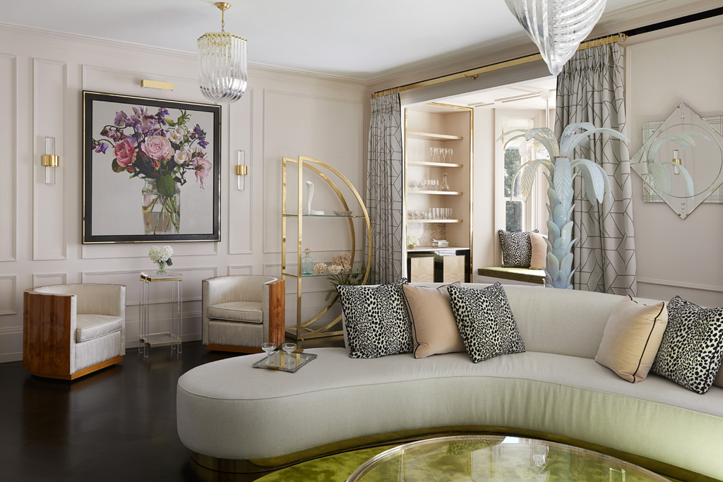 Decadence Bookcase by KOKET in a drawing room design by Studio Indigo (Photo by Julian Abrams)