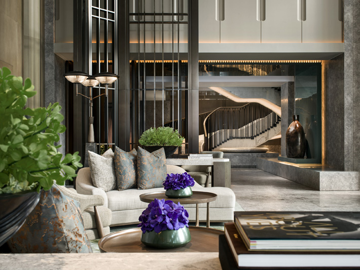 st regis hong kon great room rest area fireplace top hotel luxury architecture design