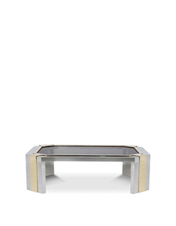 edgy refinement minx coffee table koket mirror and brass with glass top art deco style