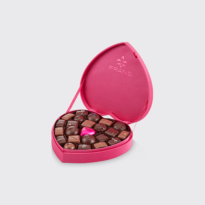 pink heart box of fran's chocolates valentine's day gift ideas 2022