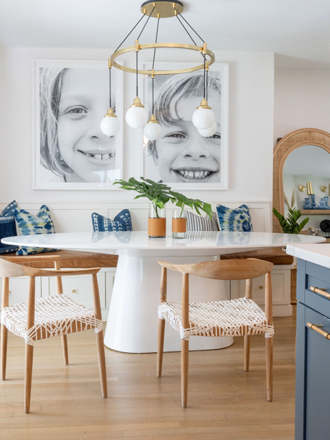 interiors by mccall dining room contemporary boho with kids portraits art
