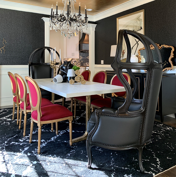 black and pink dining room design glamourous by andre jordan hilton interiors