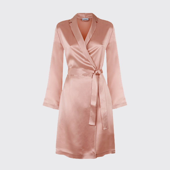 Powder Pink Silk Short Robe