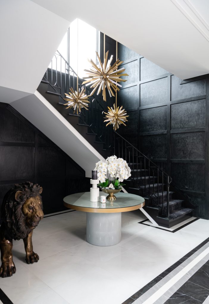 the wm luxury foyer interior design black and gold