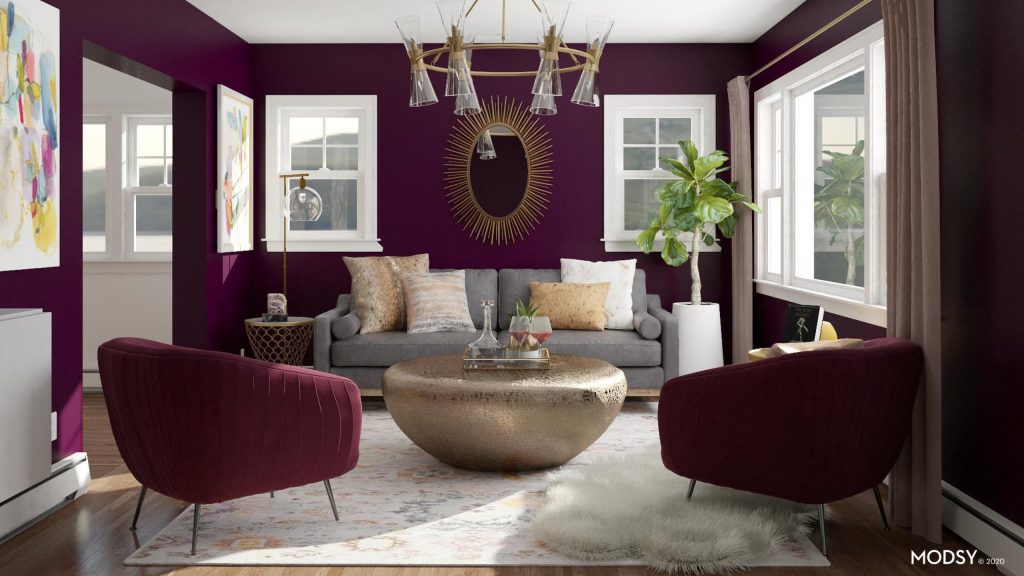modsy living room 3d design
