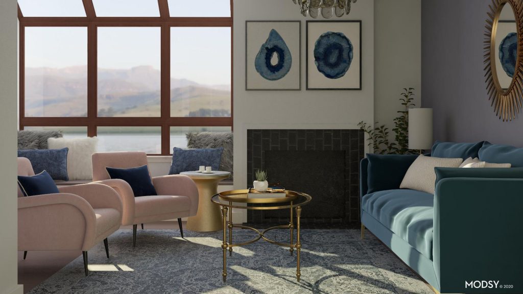 modsy living room 3d design