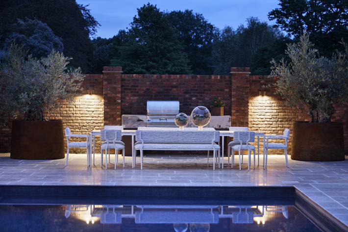 luxurious outdoor living space Design by FBC London outdoor dining kitchen