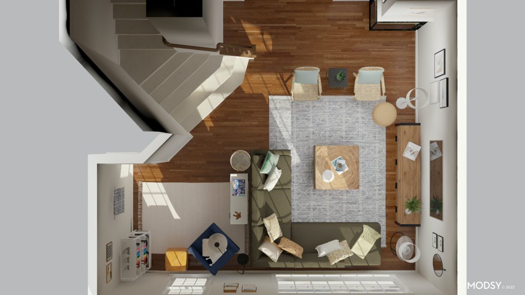 modsy layout floor plan living room 3d design
