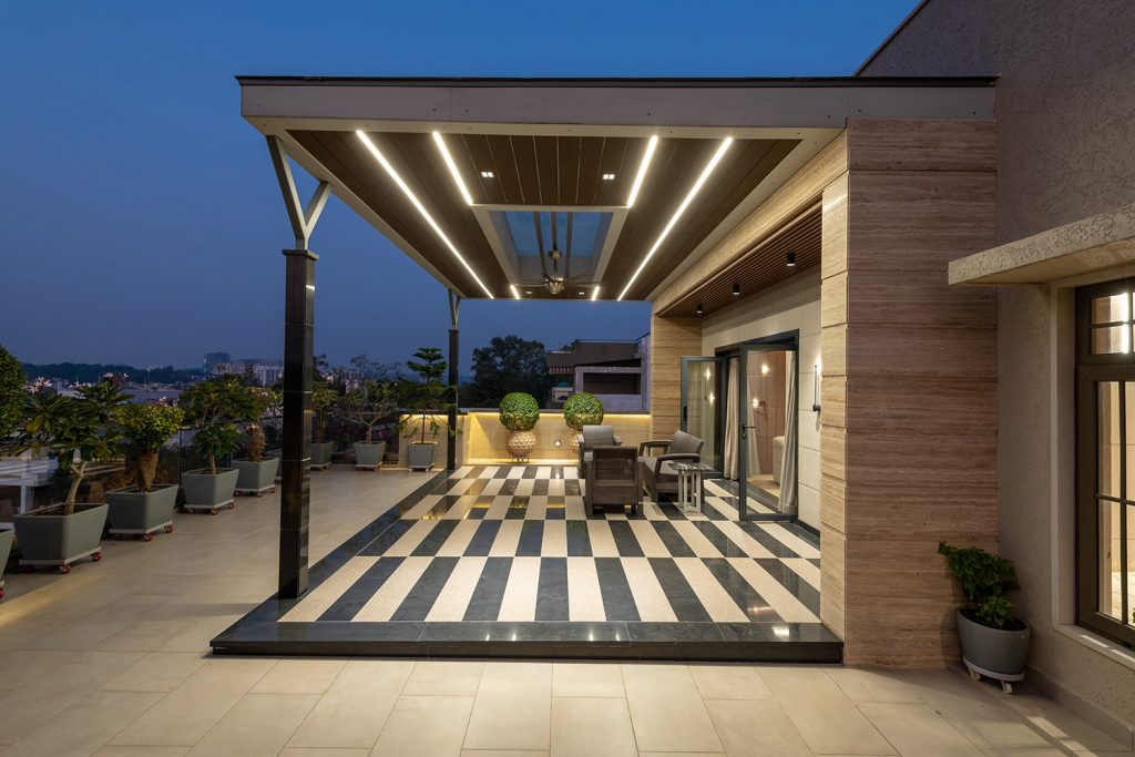 luxurious outdoor living space Design by Ar Kamal Roop Singh Maan of KR Architecture Studio