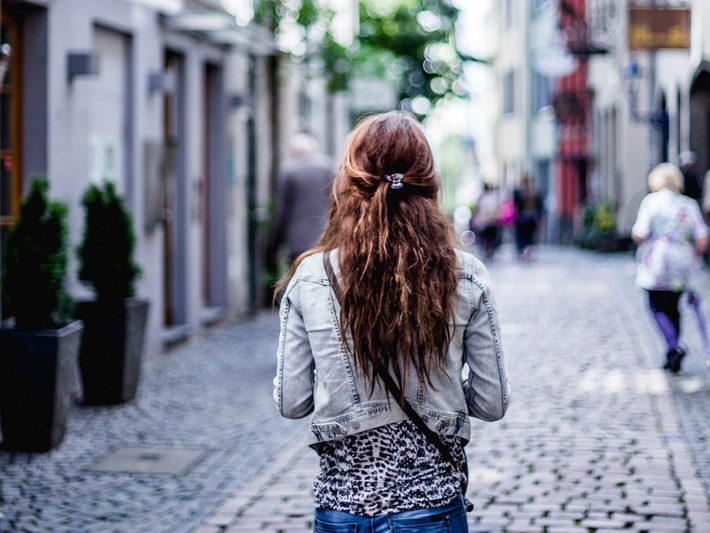 woman walking in street