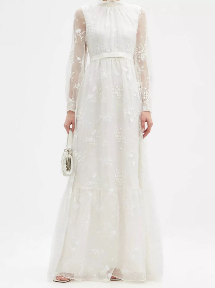 ERDEM Clementine floral-embroidered organza gown