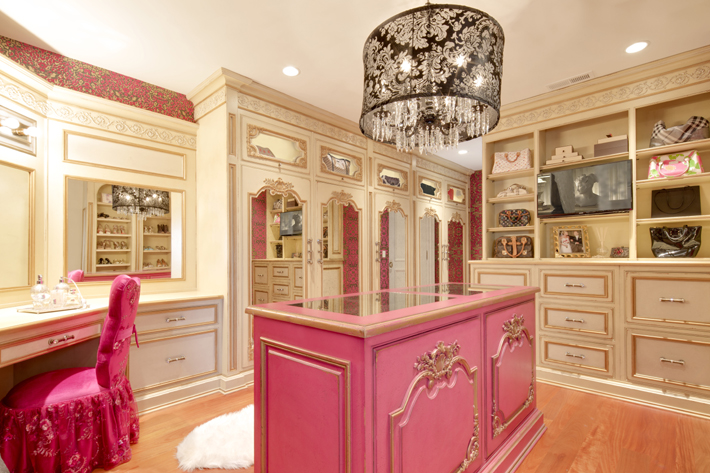 pink and gold luxury dressing room by kellie burke interiors