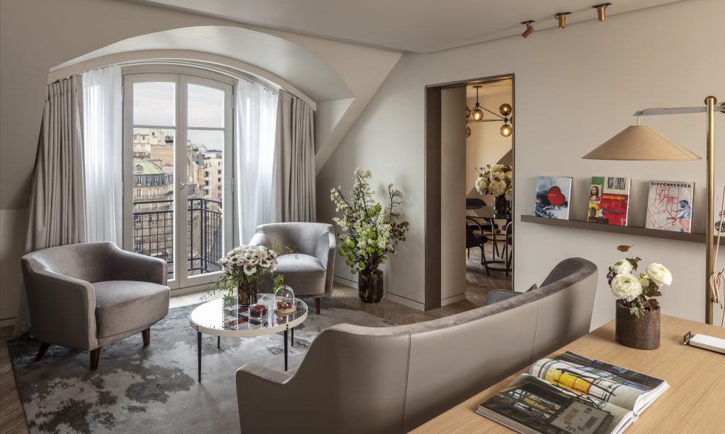 penthouse suite living room hotel lutetia paris eiffel tower the set collection