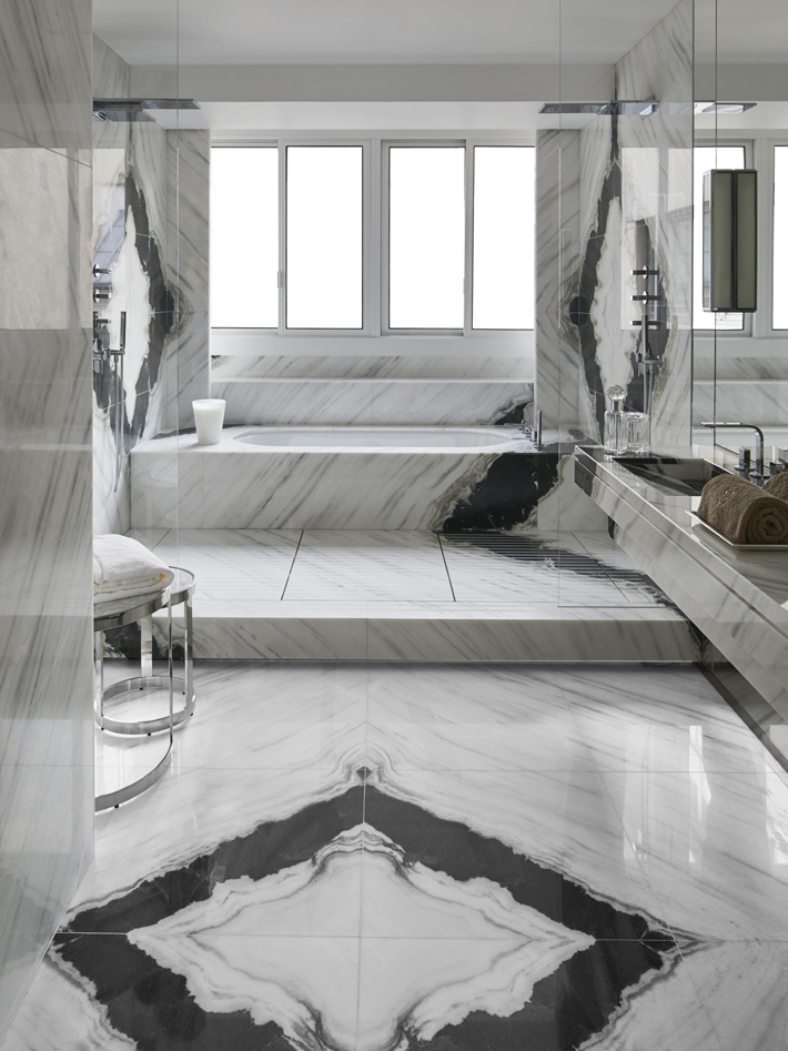 luxury natural stone bathroom balck and white stephanie coutras