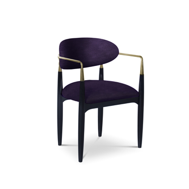 nahema purple dining chair with brass hands