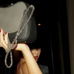 mariana raphael x doina black leather purse with silver metal chain strap