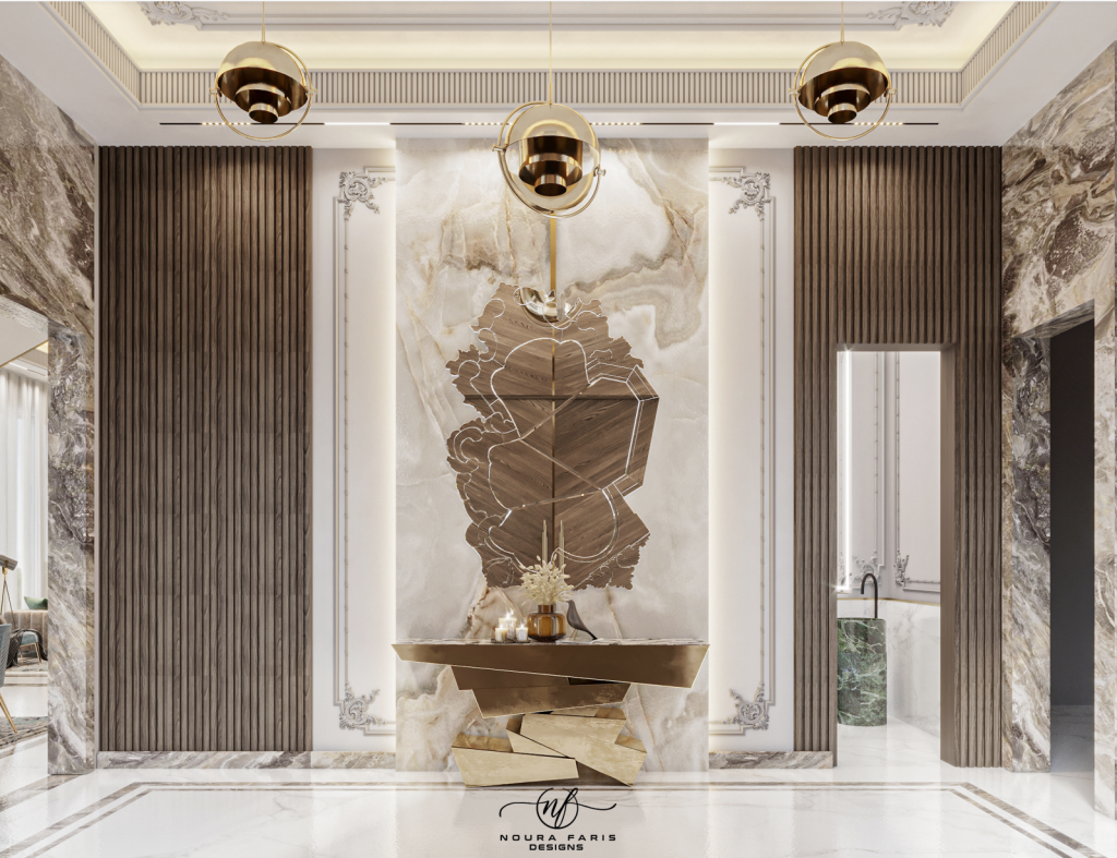 Design of luxury entrance by Noura Faris Designs