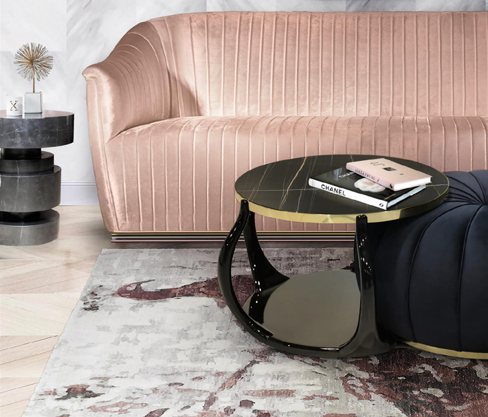kelly sofa and embrace ottoman by koket luxury upholstery