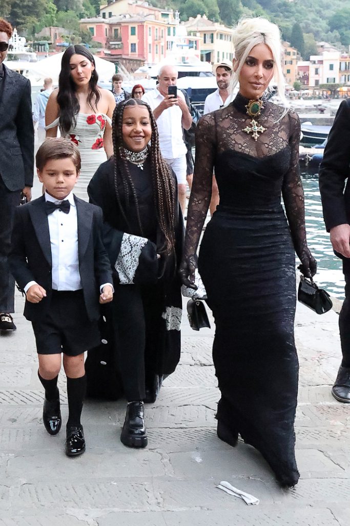 Kim Kardashian rocked the look of Italian devotion in Portofino, Italy in May 2022 for her sister Kourtney Kardashian's wedding to musician Travis Barker. (Photo by NINO/GC Images)