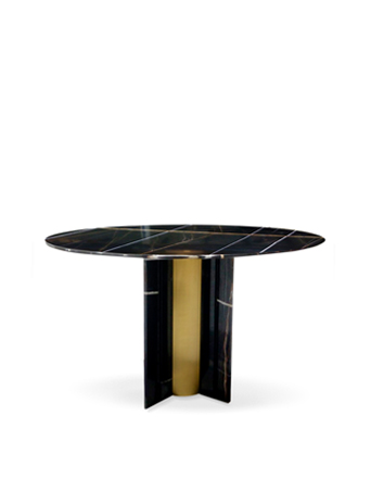 marble and brass dining table round paris by koket