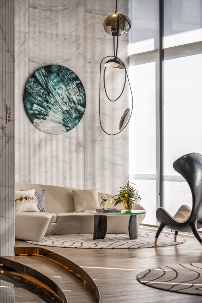 luxury living room design with art