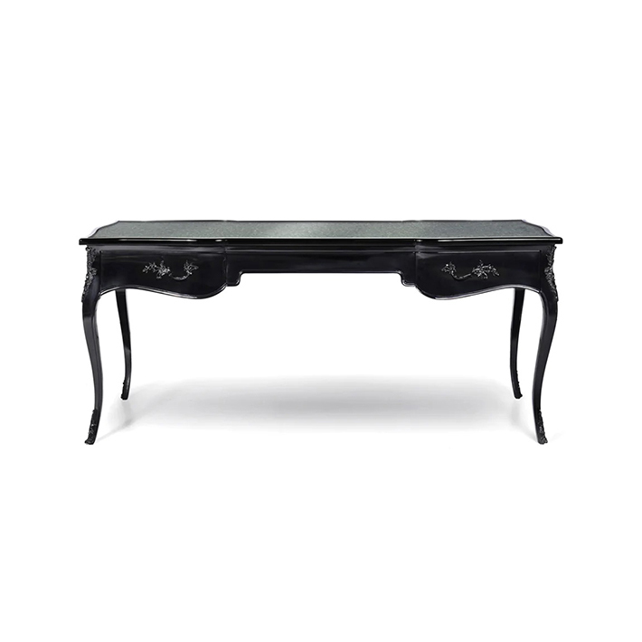 exotic ormolu luxury black lacquer and leather ornate design home office refresh