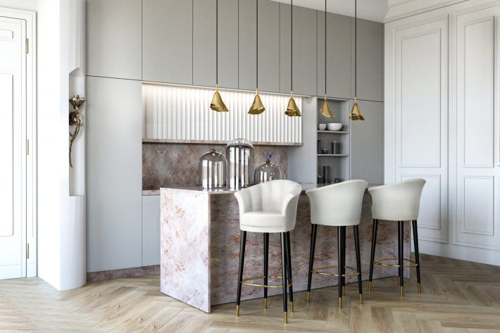 flowers in home decor koket parisian eclectic style interior design kitchen with gold flower pendant lights