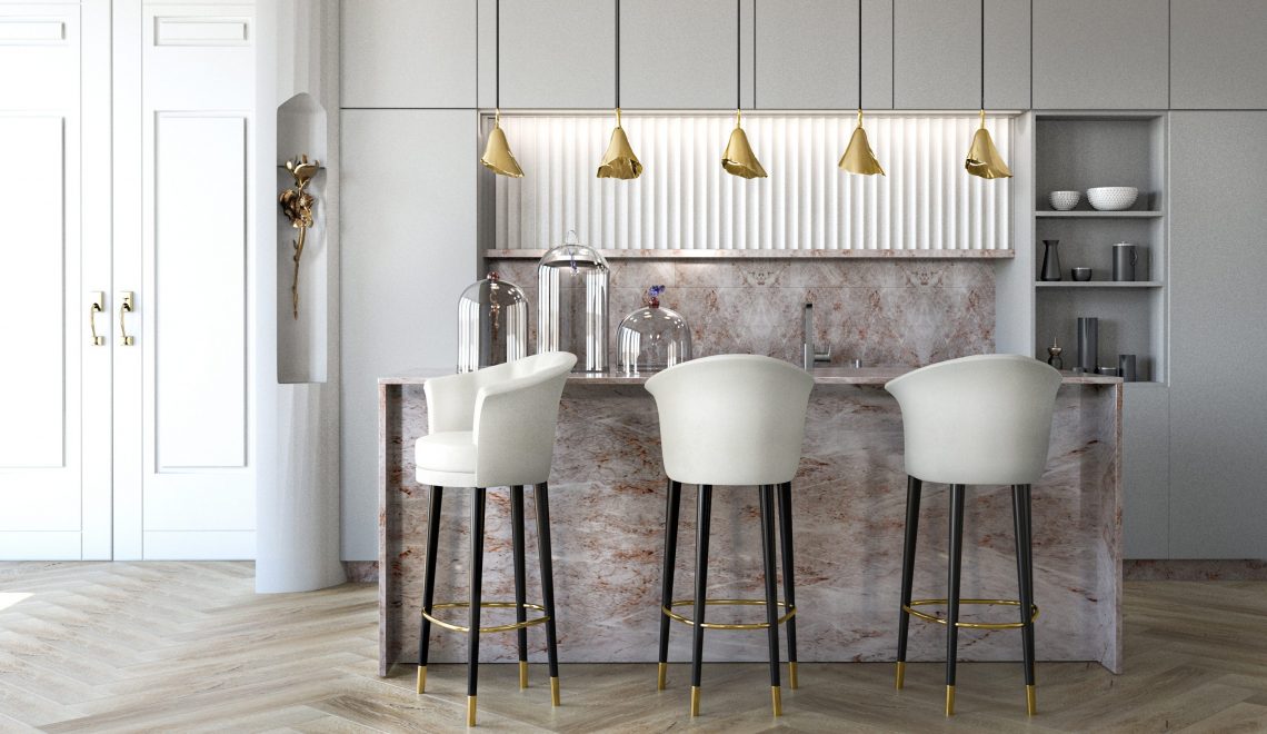 koket flora sconce gia pendant besame bar stools update outdated kitchen