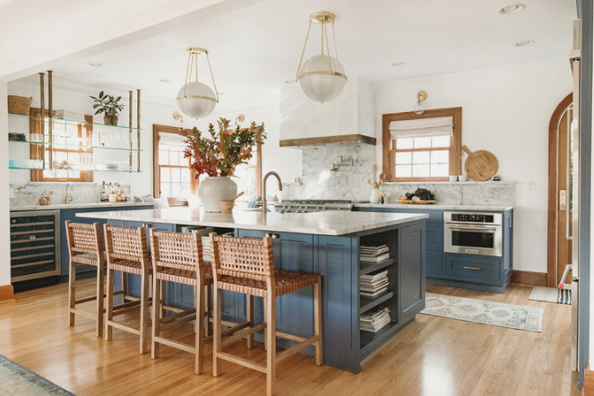 kitchen interior design by jessica nelson natural wood blue and white