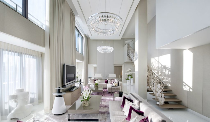 sophisticated ceiling design ideas floating island The living room of Royale Suite Mandarin Oriental Paris by Sybille de Margerie (Photo by George Apostolidis)