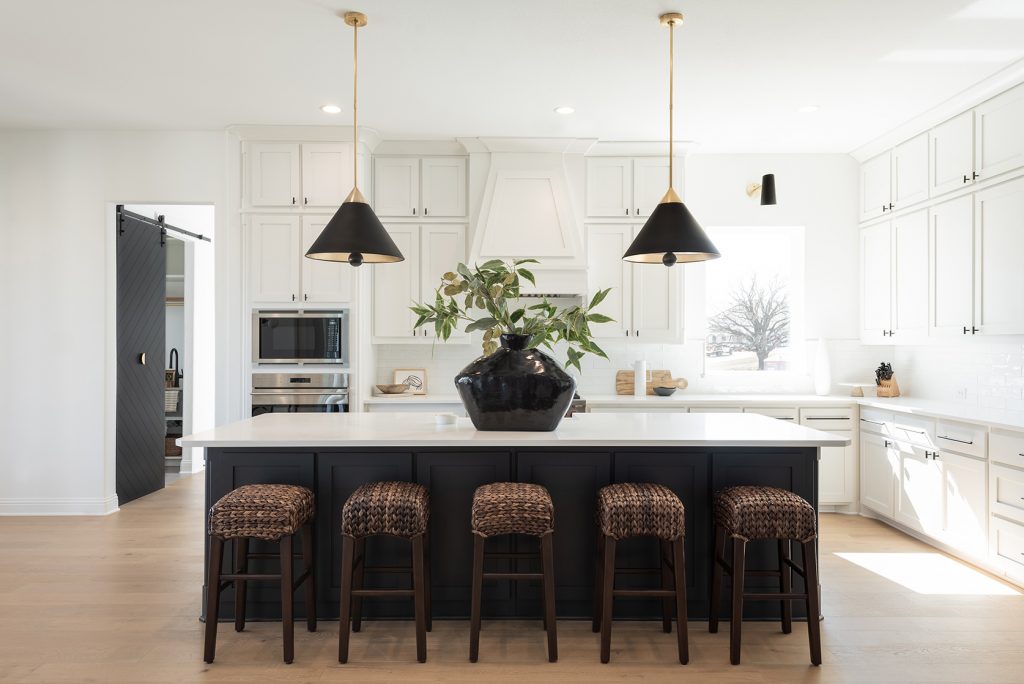 luxury black and white kitchen Interior by Urbanology Designs (Photo by Hunter Coon)