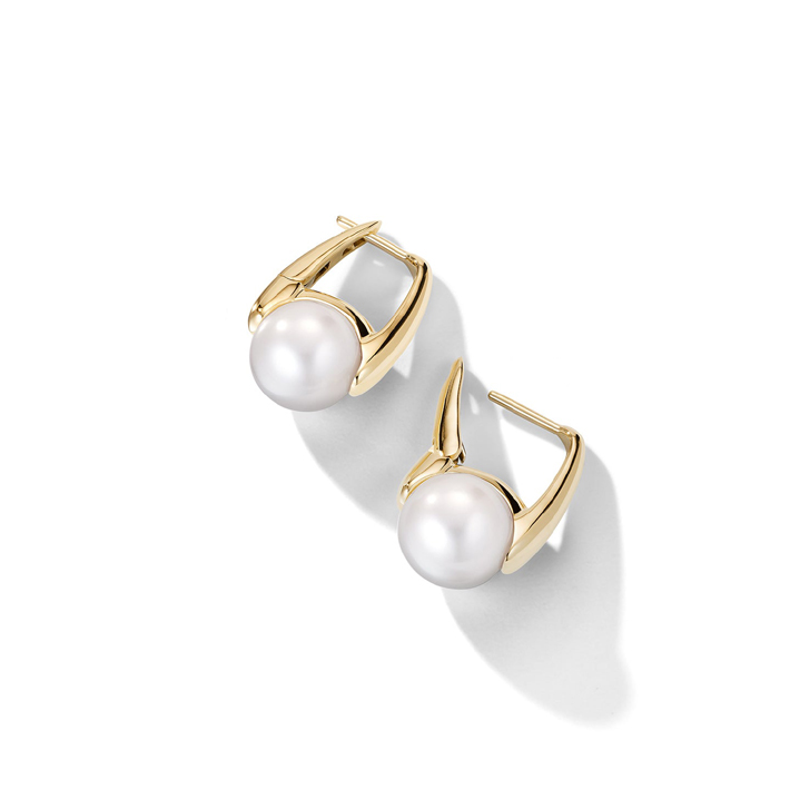 The Daring Pearl Drop, 14K Gold, and Cultured South Sea Pearl Earrings by Cast Jewelry