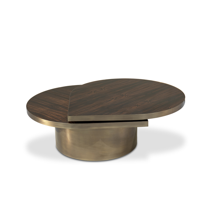 tears wood and brass cocktail table