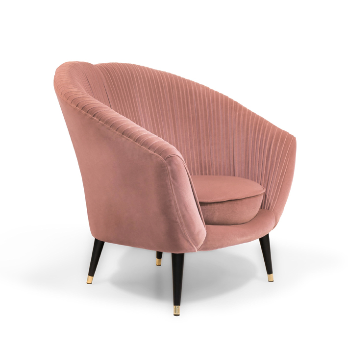 high end pink velvet chair