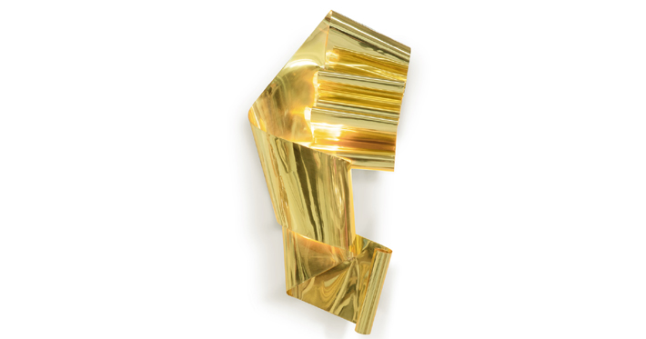 Neurotica II Sculpture gold metal ribbon wall light art koket