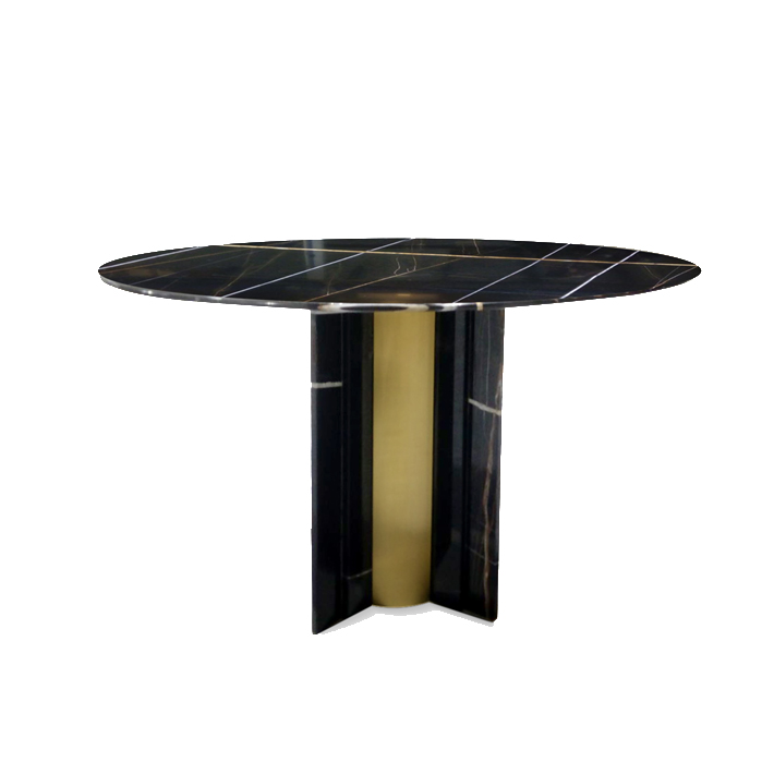 paris marble and brass dining table