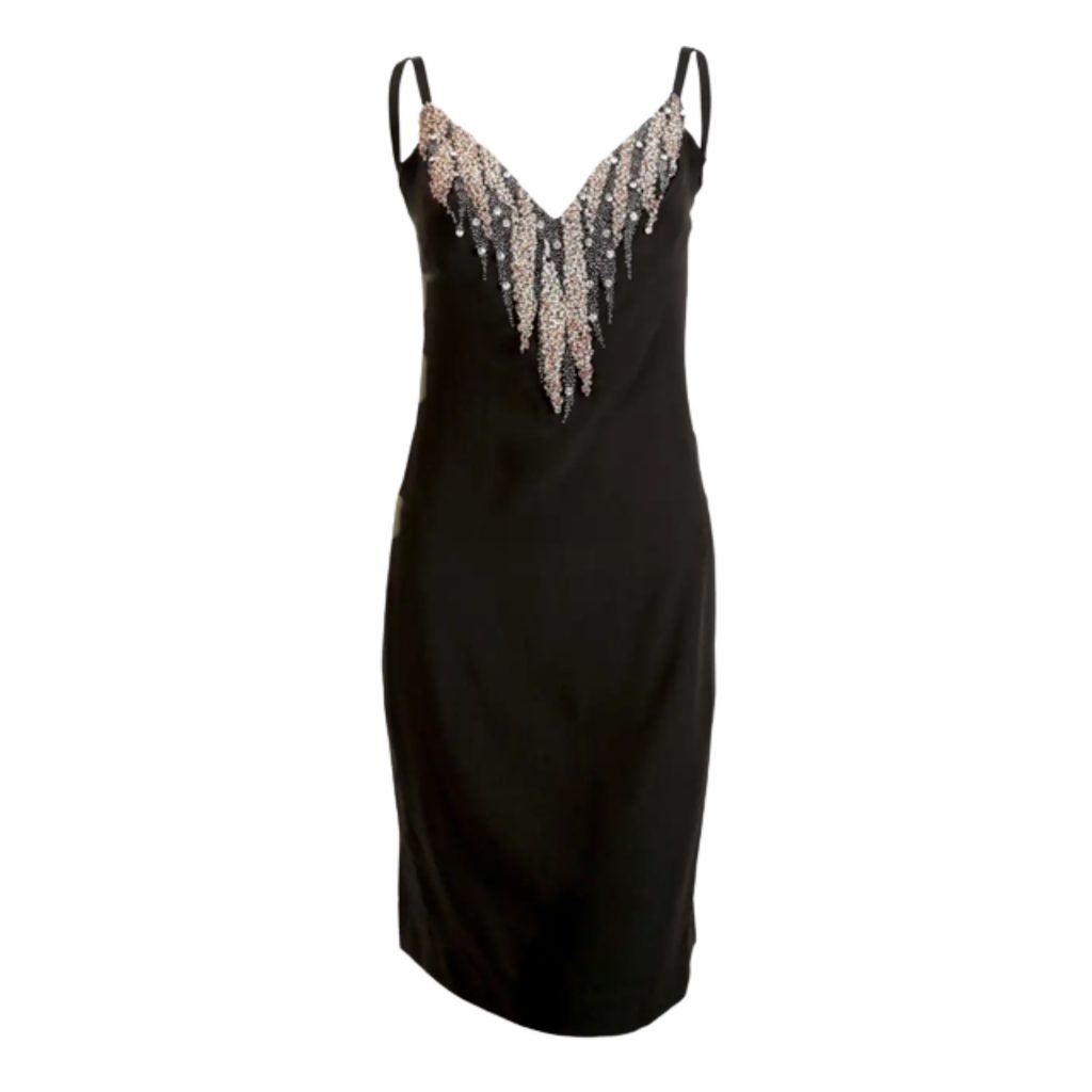 chloe karl lagerfeld black dress with beads met gala 2023